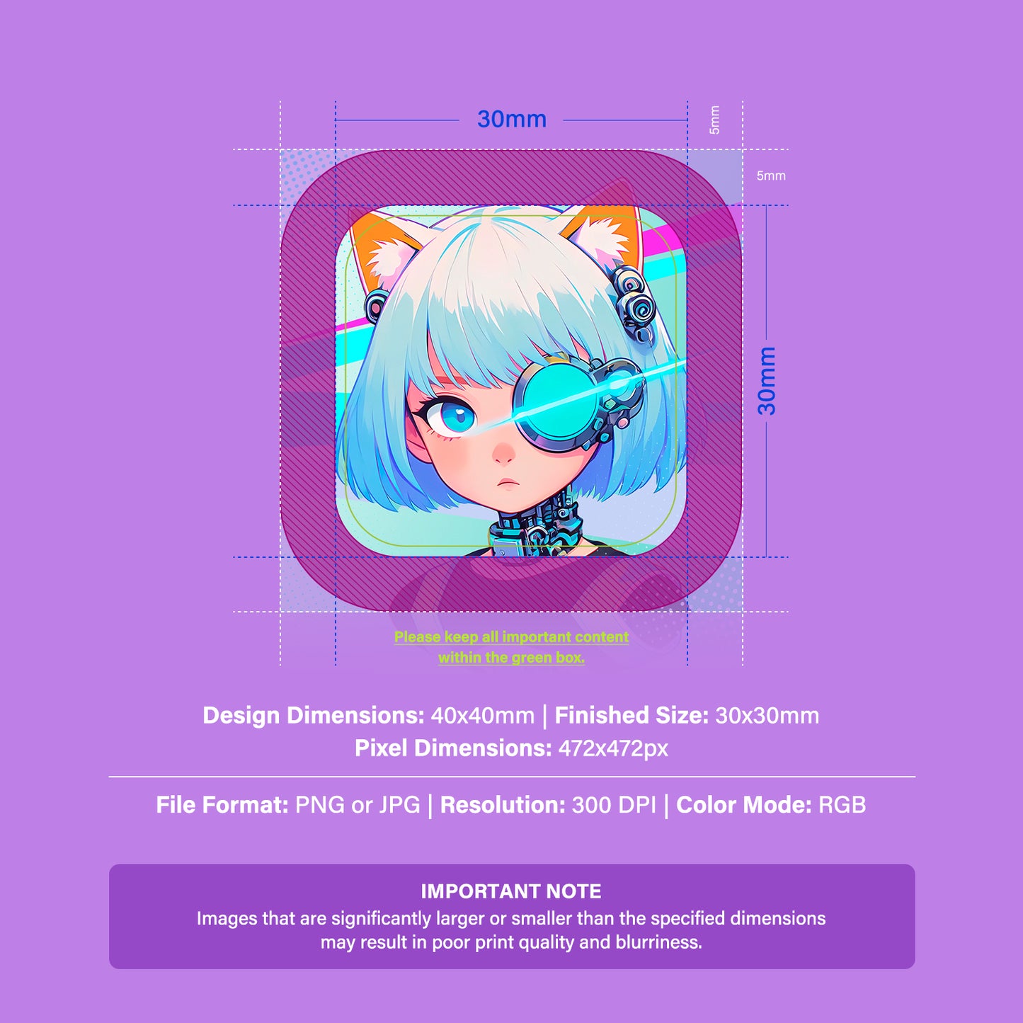 Mini Square Clear Badge