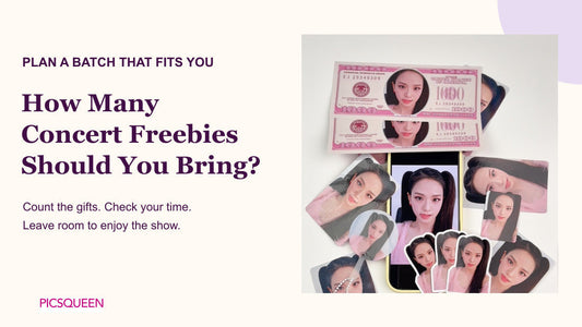 Coordinated pink fan gifts beside the title How Many Concert Freebies Should You Bring?