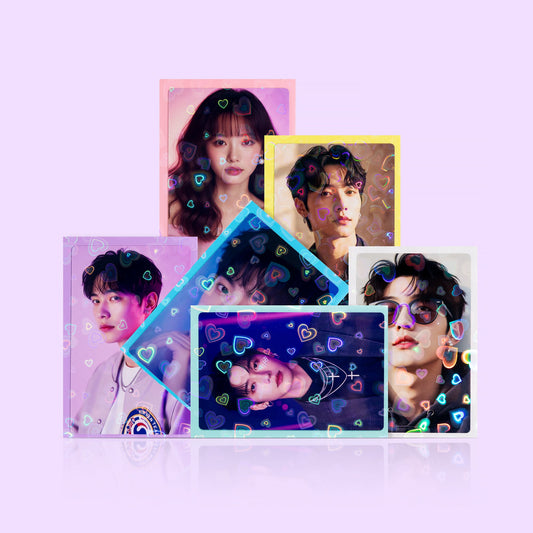 Holographic Heart Pattern Card Sleeves