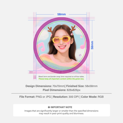 58mm Sparkling Round Badge