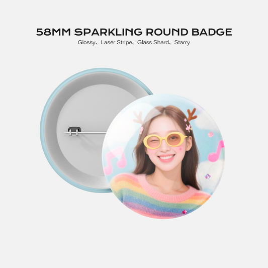 58mm Sparkling Round Badge