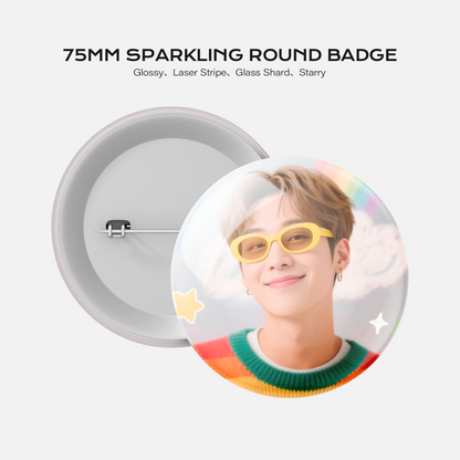 75mm Sparkling Round Badge