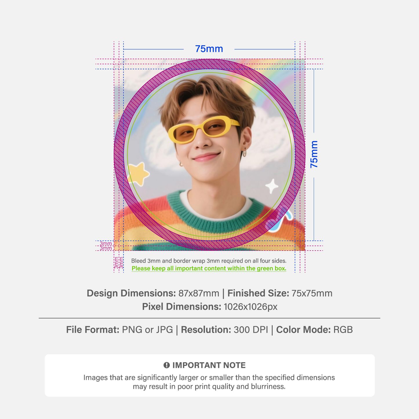 75mm Sparkling Round Badge