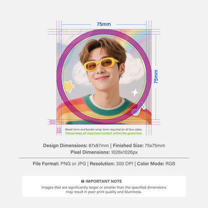 75mm Sparkling Round Badge