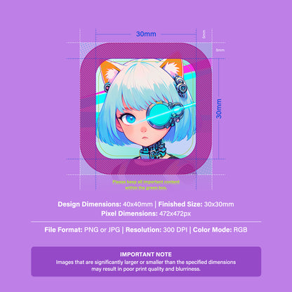 Mini Square Clear Badge
